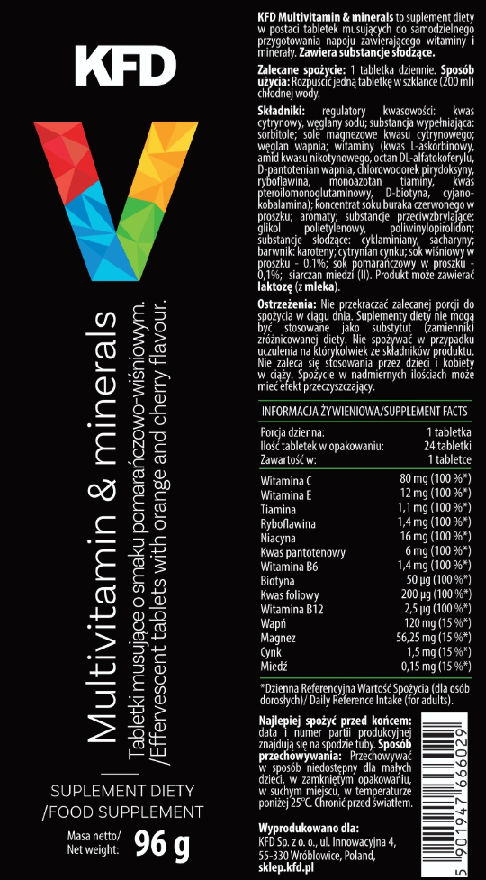 Съдържание на KFD Multivitamin & Minerals Effervesce - 24 tabs